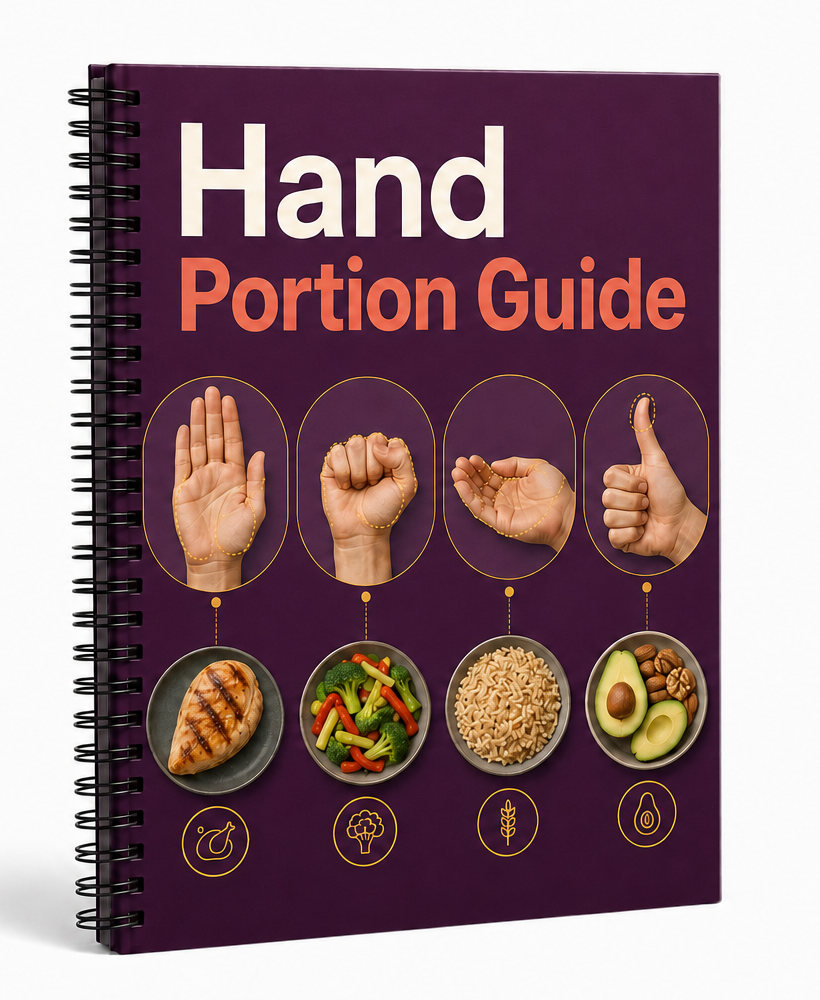 Book mockup of the Hand Portion Guide.