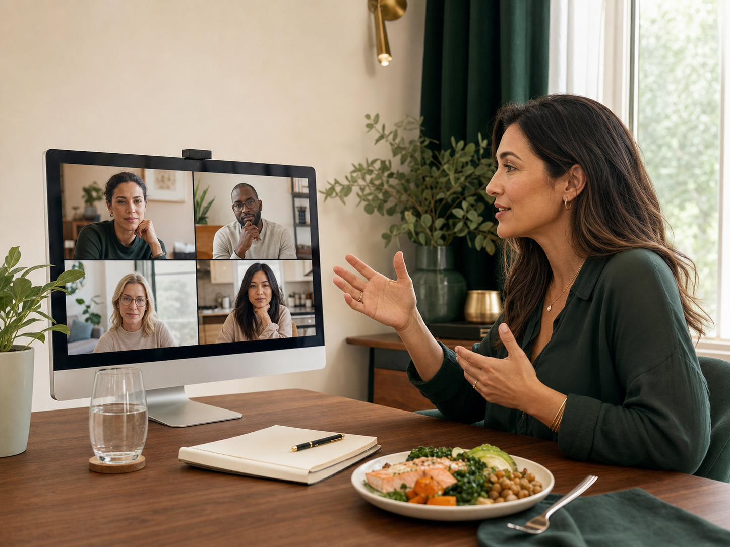 An intimate online nutrition coaching session.